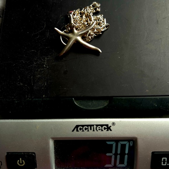 VINTAGE 925 ITALY LARGE STARFISH PENDANT NECKLACE STERLING SILVER HEAVY! - Picture 6 of 7